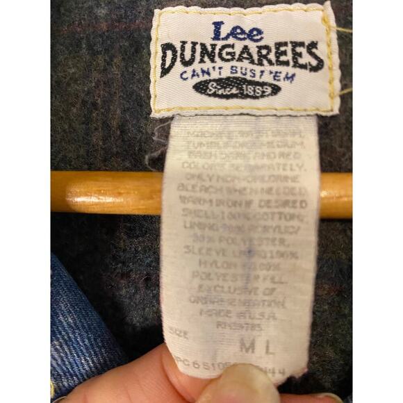 Women Vintage Lee Dungarees Lined Button Up Jean Jacket Med Chore Coat Country - Picture 6 of 16